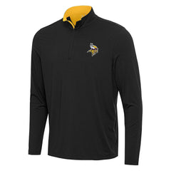 Minnesota Vikings Antigua Content Quarter-Zip Pullover Top Black/Gold - NFL