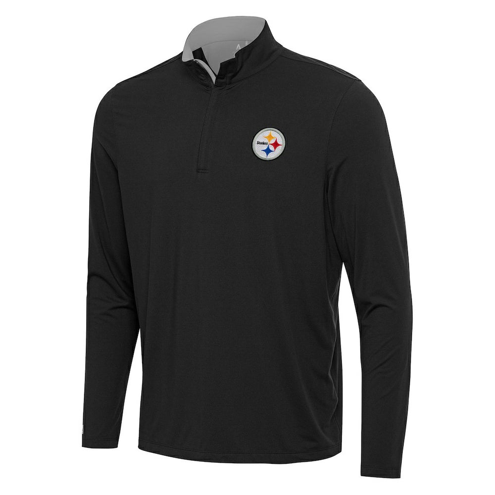 Pittsburgh Steelers Antigua Content Quarter-Zip Pullover Top Black/Gray - NFL