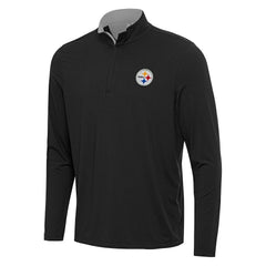 Pittsburgh Steelers Antigua Content Quarter-Zip Pullover Top Black/Gray - NFL