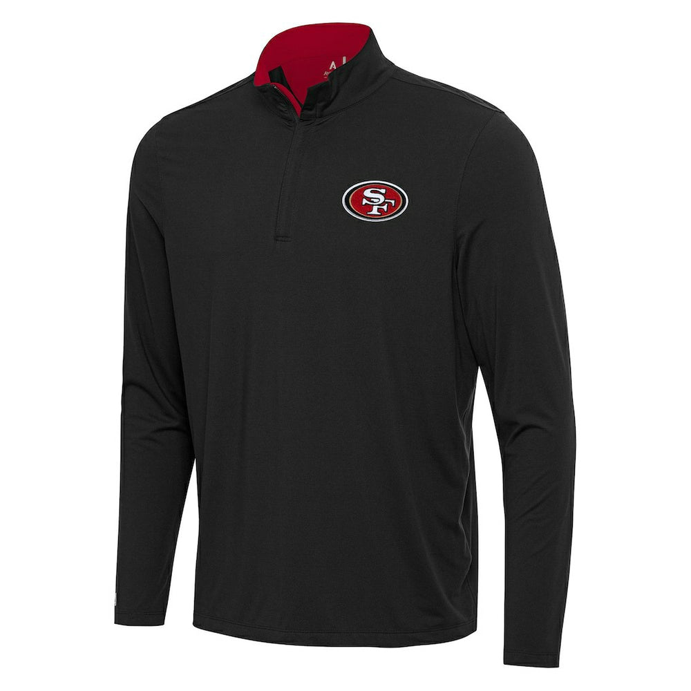 San Francisco 49ers Antigua Content Quarter-Zip Pullover Top Black/Scarlet - NFL