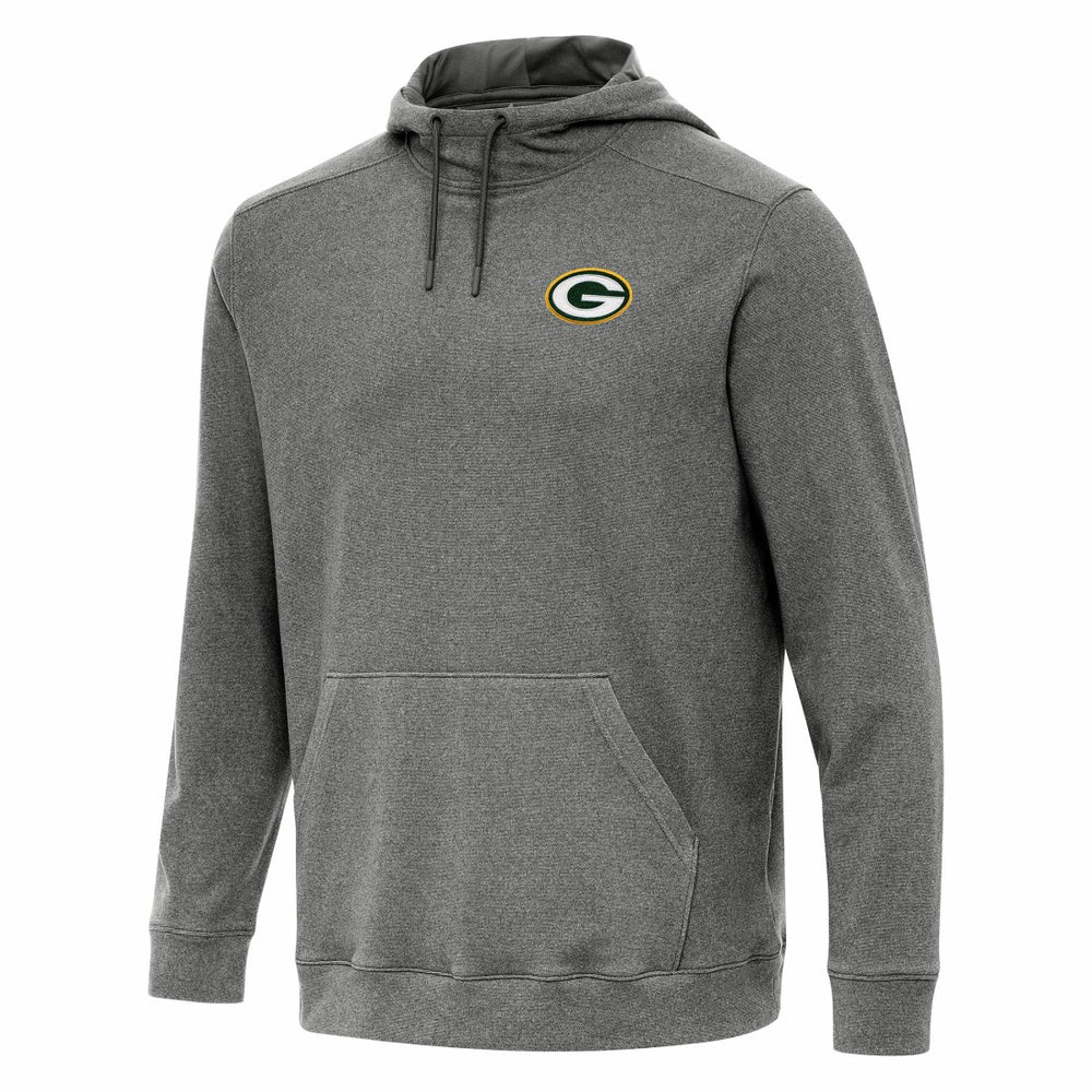 Green Bay Packers Antigua Cloud Pullover Hoodie Heather Black - NFL