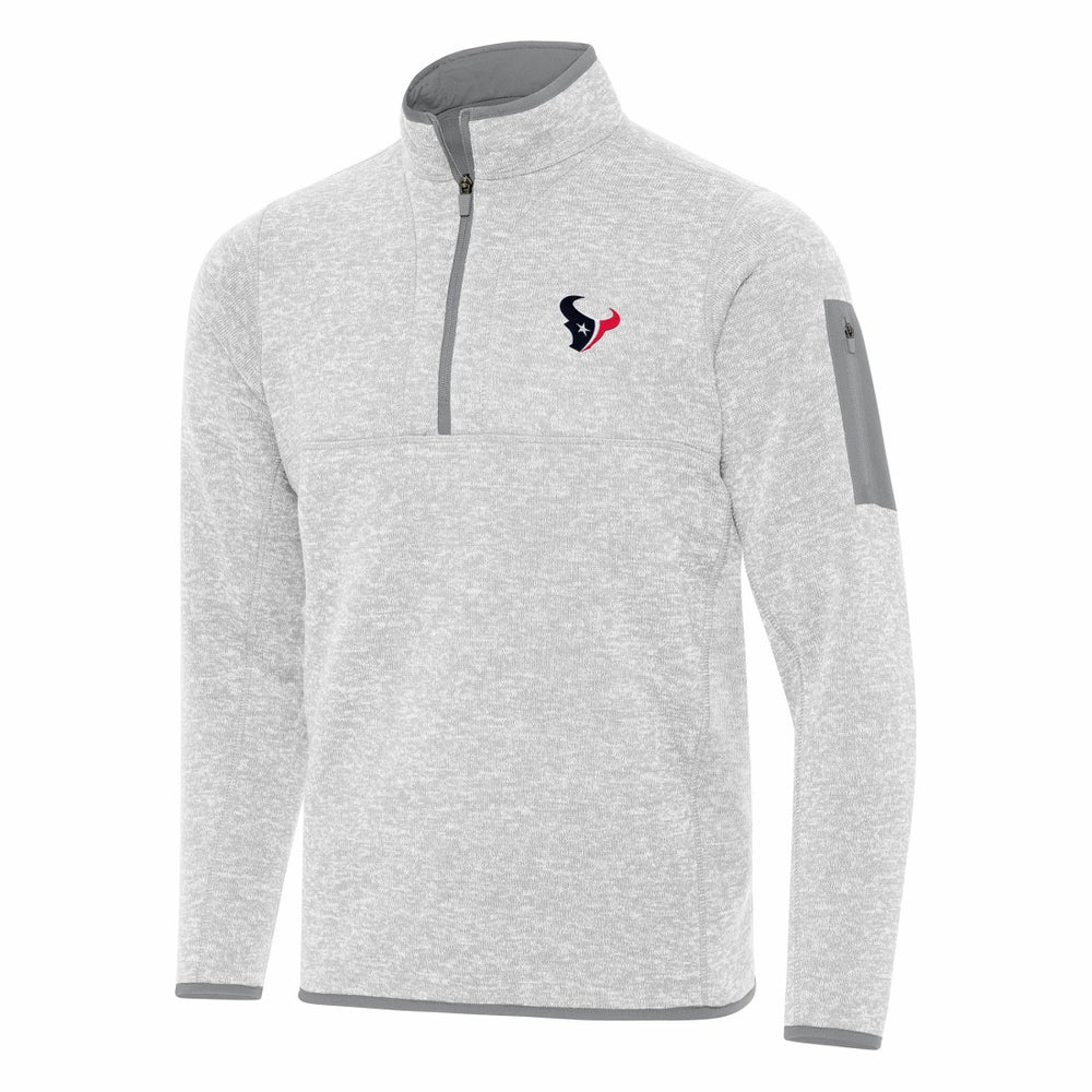 Houston Texans Antigua Fortune Quarter-Zip Pullover Jacket Heather Gray - NFL