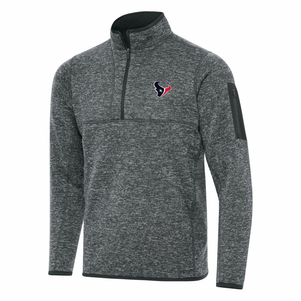Houston Texans Antigua Fortune Quarter-Zip Pullover Jacket Heather Charcoal - NFL