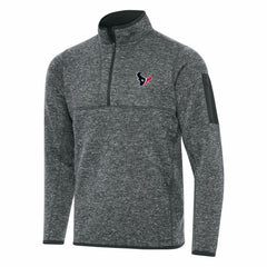 Houston Texans Antigua Fortune Quarter-Zip Pullover Jacket Heather Charcoal - NFL