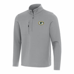 Green Bay Packers Antigua Insider Quarter-Zip Pullover Top Gray - NFL