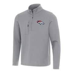 Denver Broncos Antigua Insider Quarter-Zip Pullover Top Gray - NFL