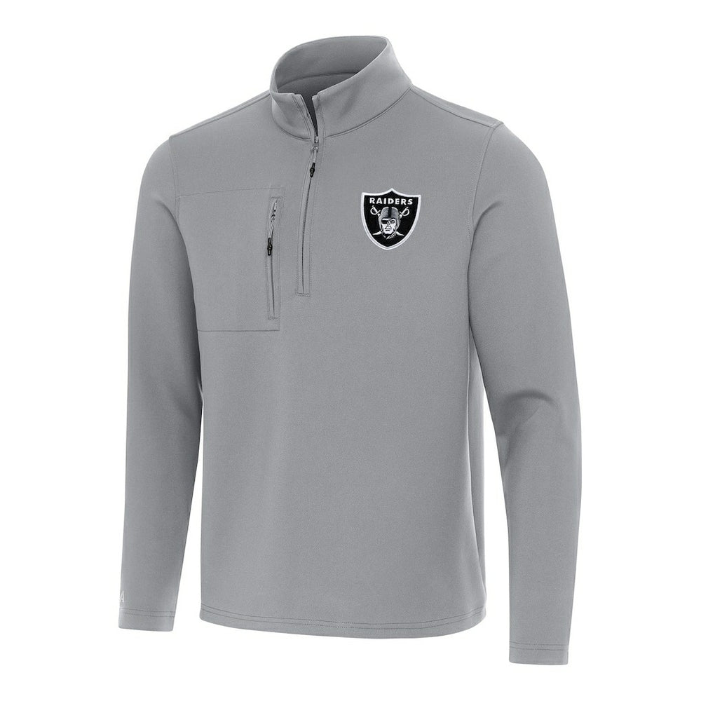 Las Vegas Raiders Antigua Insider Quarter-Zip Pullover Top Gray - NFL