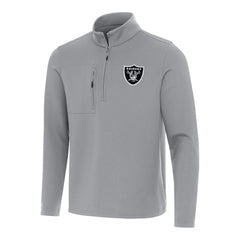 Las Vegas Raiders Antigua Insider Quarter-Zip Pullover Top Gray - NFL