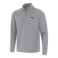 Seattle Seahawks Antigua Insider Quarter-Zip Pullover Top Gray - NFL