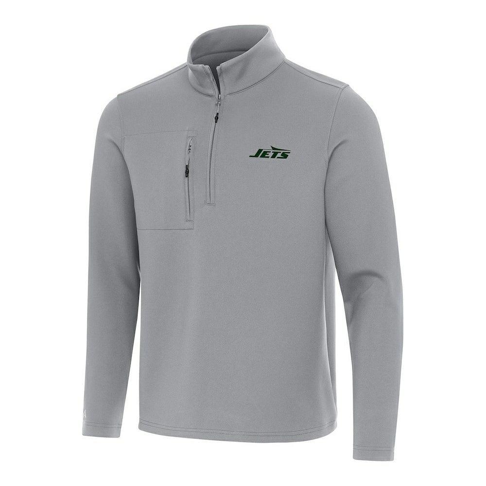 New York Jets Antigua Insider Quarter-Zip Pullover Top Gray - NFL