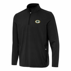 Green Bay Packers Antigua Perilous Quarter-Zip Pullover Top Black - NFL