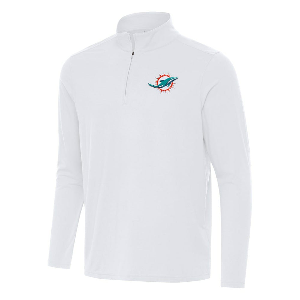 Miami Dolphins Antigua Intent Quarter-Zip Pullover Top White - NFL