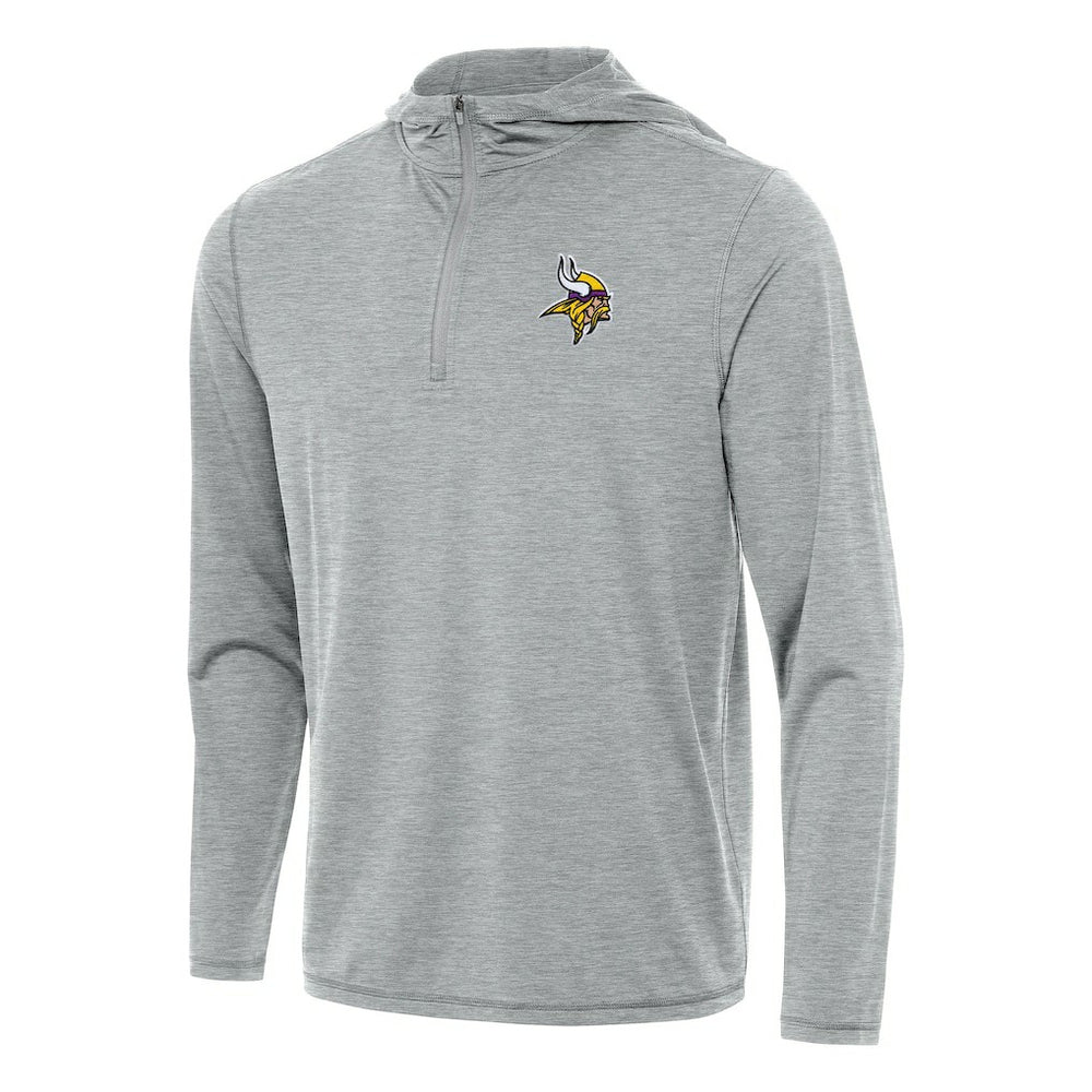 Minnesota Vikings Antigua Tidy Quarter-Zip Pullover Hoodie Heather Gray - NFL