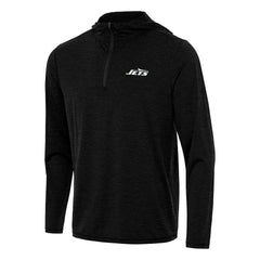 New York Jets Antigua Tidy Quarter-Zip Pullover Hoodie Heather Black - NFL