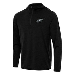 Philadelphia Eagles Antigua Tidy Quarter-Zip Pullover Hoodie Heather Black - NFL
