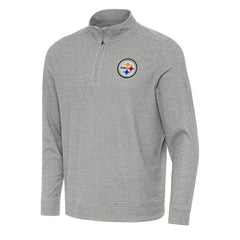 Pittsburgh Steelers Antigua Subtle Quarter-Zip Top Heather Gray - NFL