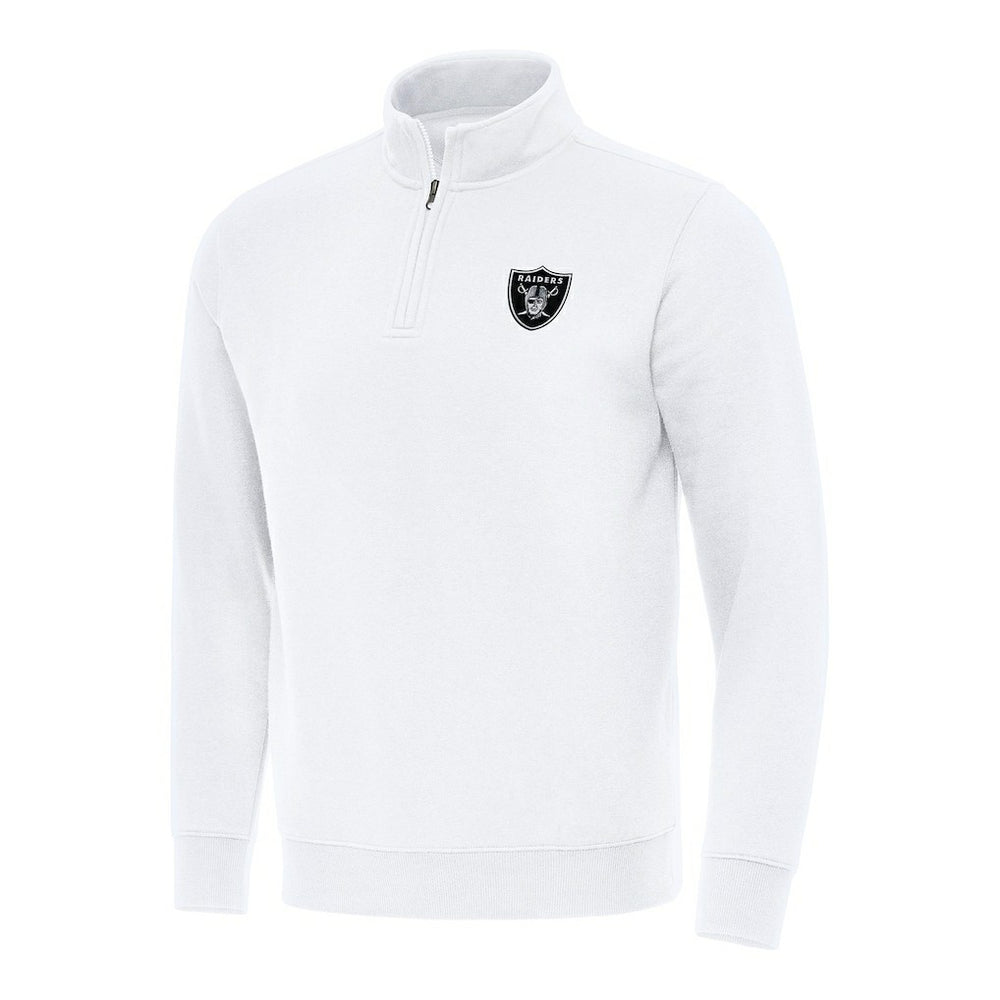 Las Vegas Raiders Antigua Victory Quarter-Zip Pullover Top White - NFL