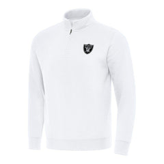 Las Vegas Raiders Antigua Victory Quarter-Zip Pullover Top White - NFL