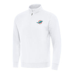 Miami Dolphins Antigua Victory Quarter-Zip Pullover Top White - NFL