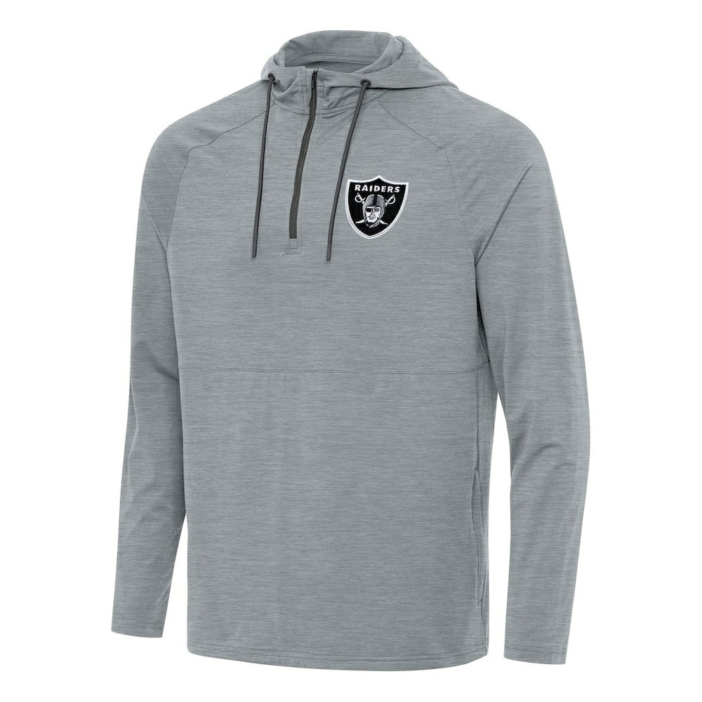 Las Vegas Raiders Antigua Spikes Quarter-Zip Pullover Hoodie Heather Gray - NFL