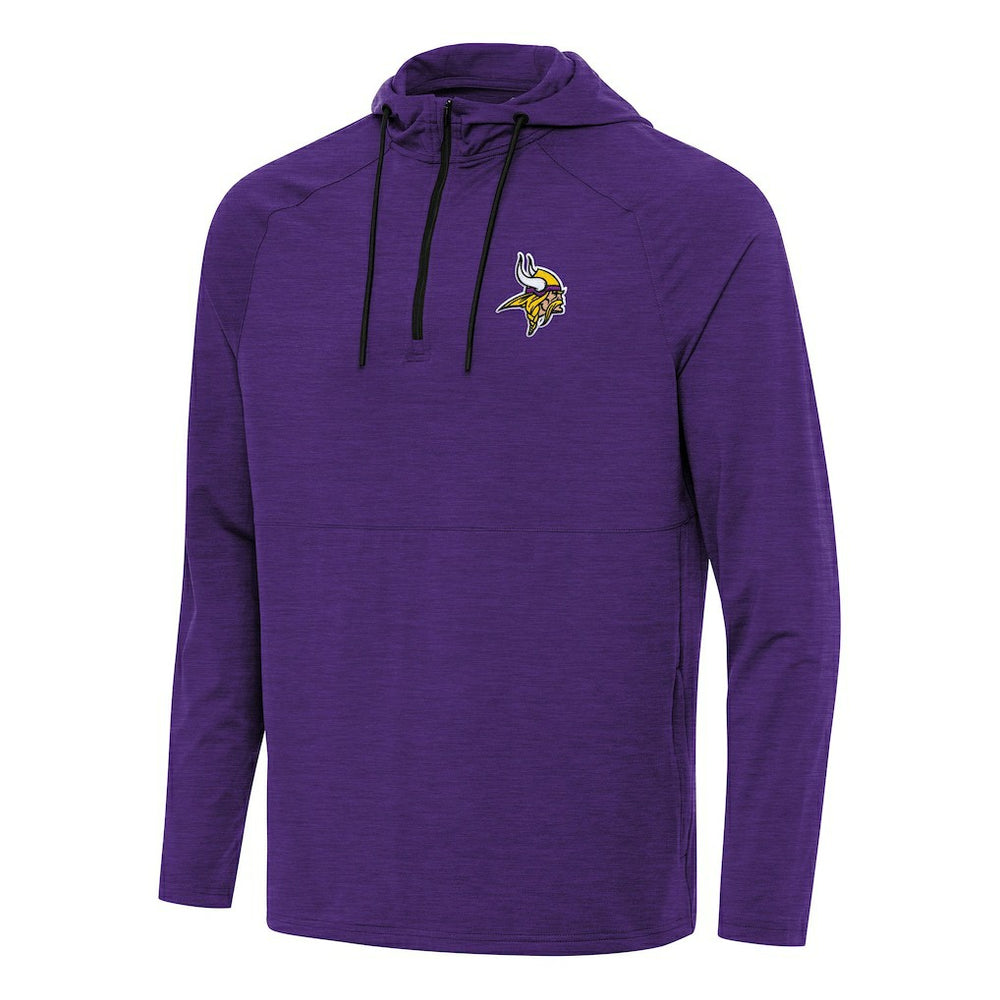 Minnesota Vikings Antigua Spikes Quarter-Zip Pullover Hoodie Heather Purple - NFL
