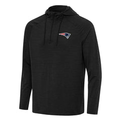 New England Patriots Antigua Spikes Quarter-Zip Pullover Hoodie Heather Black - NFL