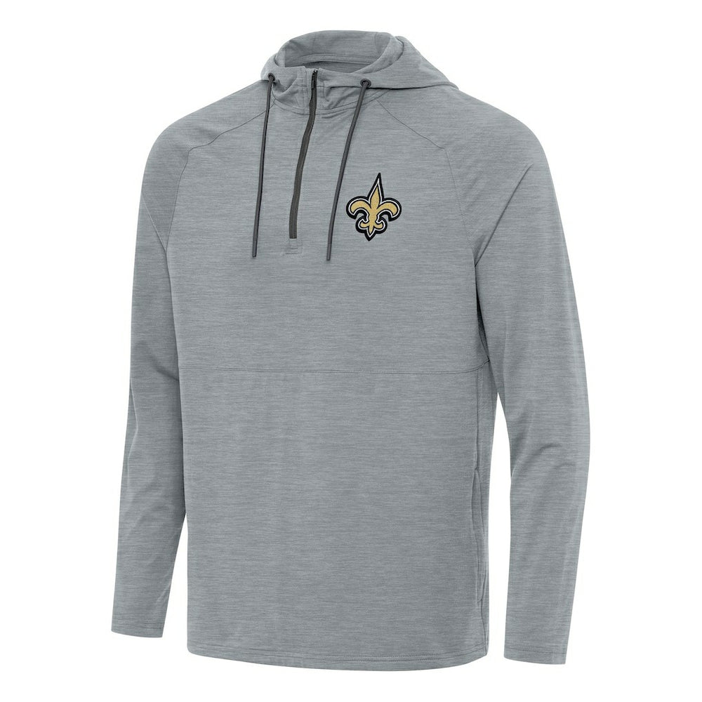 New Orleans Saints Antigua Spikes Quarter-Zip Pullover Hoodie Heather Gray - NFL
