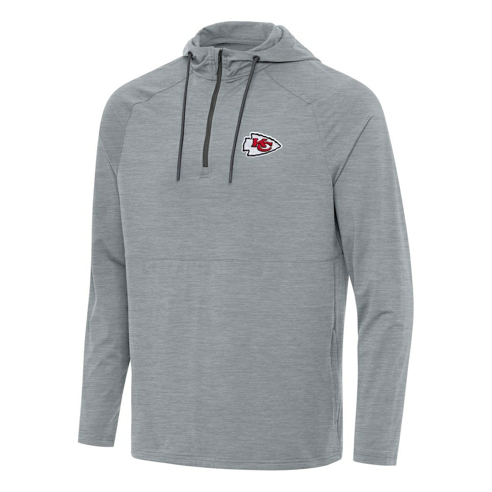 Kansas City Chiefs Antigua Spikes Quarter-Zip Pullover Hoodie Heather Gray - NFL