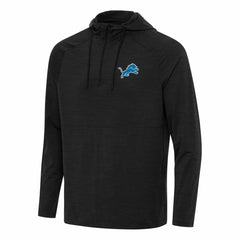 Detroit Lions Antigua Spikes Quarter-Zip Pullover Hoodie Heather Black - NFL