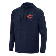 Chicago Bears Antigua Spikes Quarter-Zip Pullover Hoodie Heather Navy - NFL