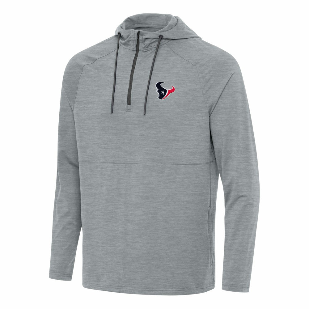Houston Texans Antigua Spikes Quarter-Zip Pullover Hoodie Heather Gray - NFL