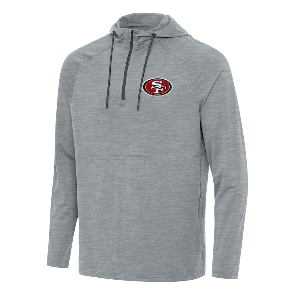 San Francisco 49ers Antigua Spikes Quarter-Zip Pullover Hoodie Heather Gray - NFL
