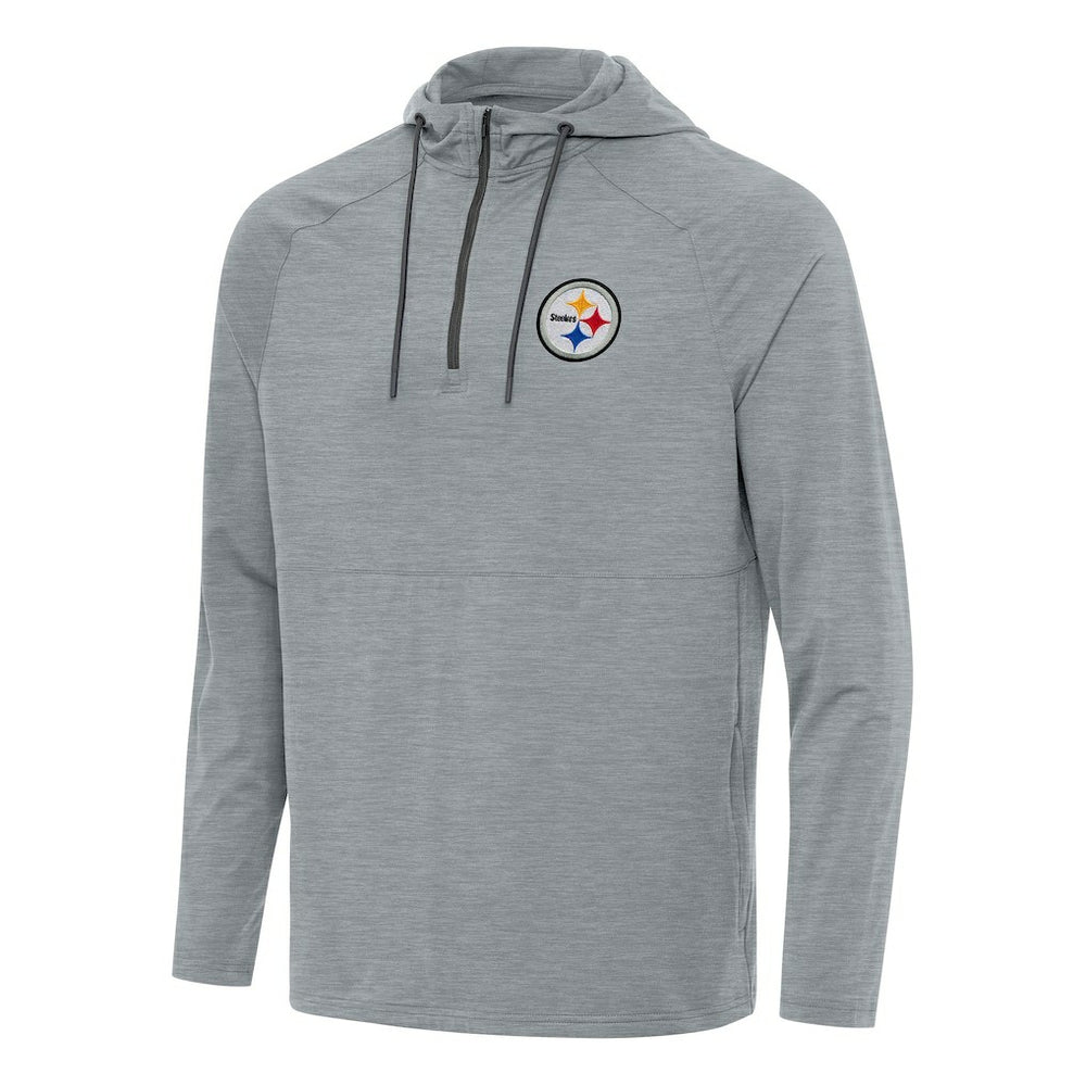 Pittsburgh Steelers Antigua Spikes Quarter-Zip Pullover Hoodie Heather Gray - NFL