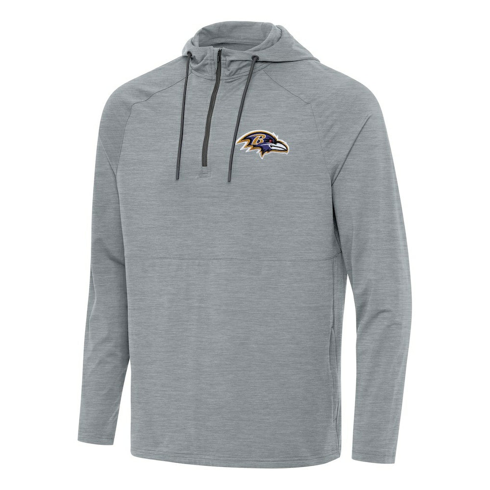 Baltimore Ravens Antigua Spikes Quarter-Zip Pullover Hoodie Heather Gray - NFL