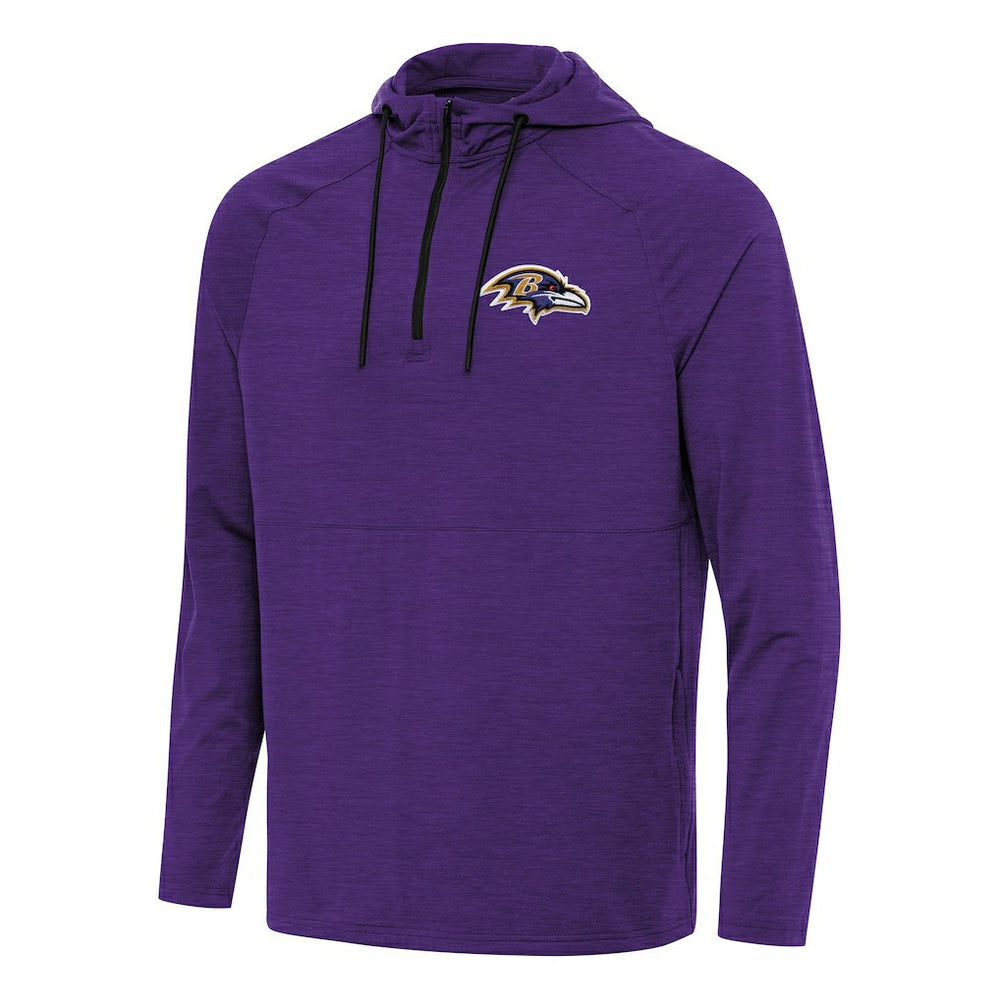 Baltimore Ravens Antigua Spikes Quarter-Zip Pullover Hoodie Heather Purple - NFL