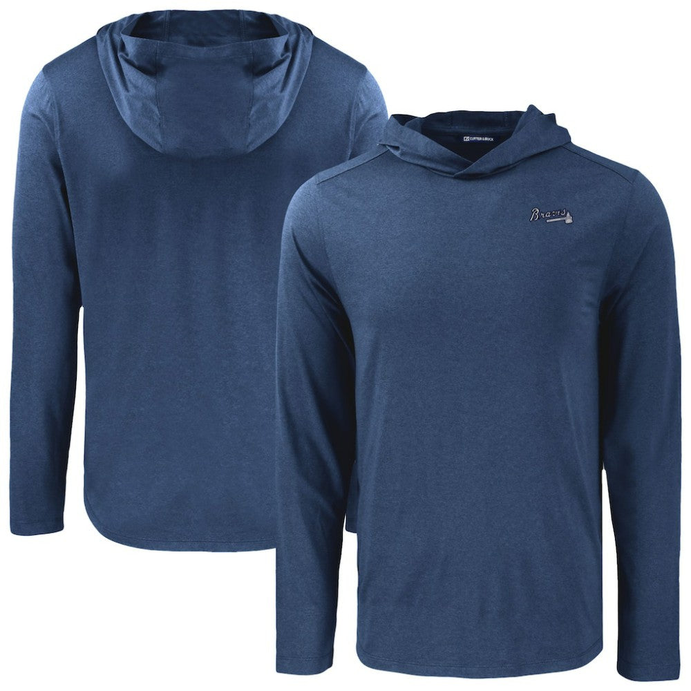Atlanta Braves Cutter & Buck Coastline Epic Comfort Eco Recycled Long Sleeve Hoodie T-Shirt Lifestyle