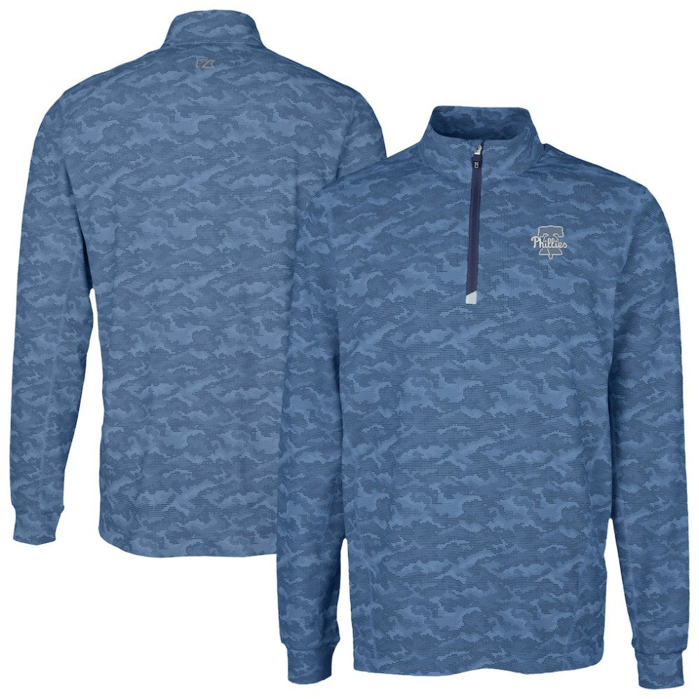 Philadelphia Phillies Cutter & Buck Traverse Eco Camo Tri-Blend DryTec Quarter-Zip Top Online