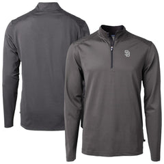 San Diego Padres Cutter & Buck Virtue Eco Pique Micro Stripe Quarter-Zip Jacket for sale