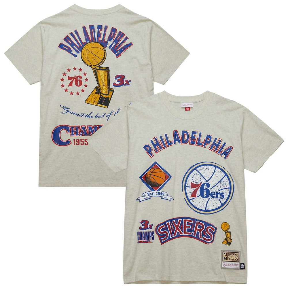 Mitchell & Ness - Philadelphia 76ers Hardwood Classics Legacy Defined Retro Championship T-Shirt - Oatmeal