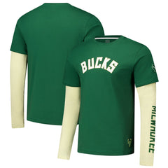 NBA - Milwaukee Bucks Stadium Essentials Unisex Spectator Twofer Long Sleeve T-Shirt - Hunter Green