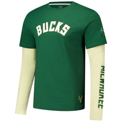 NBA - Milwaukee Bucks Stadium Essentials Unisex Spectator Twofer Long Sleeve T-Shirt - Hunter Green