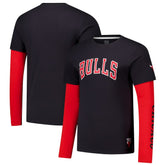 NBA - Chicago Bulls Stadium Essentials Unisex Spectator Twofer Long Sleeve T-Shirt - Black