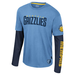 NBA - Memphis Grizzlies Stadium Essentials Unisex Spectator 2fer Long Sleeve T-Shirt - Light Blue