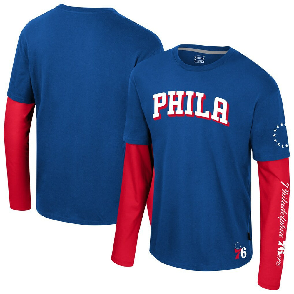NBA - Philadelphia 76ers Stadium Essentials Unisex Spectator 2fer Long Sleeve T-Shirt - Royal