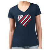 Boston Red Sox G-III 4Her by Carl Banks Women's Super-Slim Fit Lightweight Heart V-Neck T-Shirt Clearance