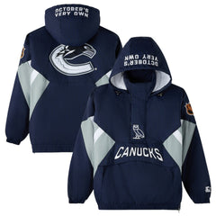 Vancouver Canucks - OVO x Starter Half-Zip Hooded Jacket Blue