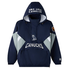 Vancouver Canucks - OVO x Starter Half-Zip Hooded Jacket Blue