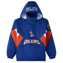 Edmonton Oilers - OVO x Starter Half-Zip Hooded Jacket Royal