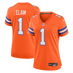 Jason Elam Denver Broncos Women's Mile High Collection 1977 Throwback Retired Player Game Jersey Orange - Nike