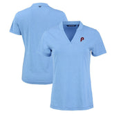 Philadelphia Phillies Cutter & Buck Women's Forge Stretch Blade DryTec V-Neck Polo On Sale